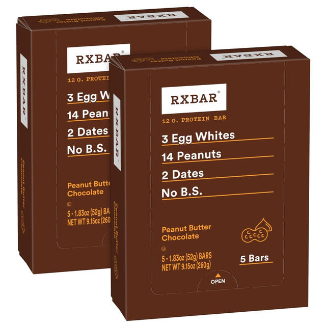 SUNSET HILL FARM 008101289294 RXBAR Adult Bars, Peanut Butter Chocolate, 1.83 Oz, 5 Bars Per Box, Pack Of 2 Boxes SUNSET HILL FARM 008101289294 RXBAR Adult Bars, Peanut Butter Chocolate, 1.83 Oz, 5 Bars Per Box, Pack Of 2 Boxes