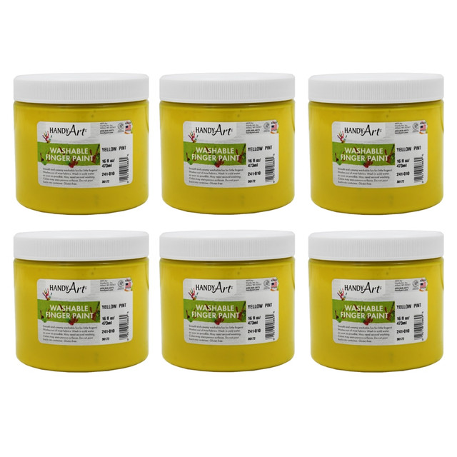 EDUCATORS RESOURCE RPC241010-6 Handy Art Washable Finger Paints, 16 Oz, Yellow, Pack Of 6 Paints EDUCATORS RESOURCE RPC241010-6 Handy Art Washable Finger Paints, 16 Oz, Yellow, Pack Of 6 Paints