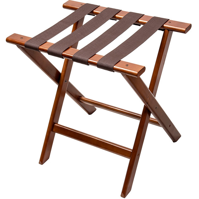 CENTRAL SPECIALTIES CO. 377DK-1 CSL Compact Deluxe Wood Luggage Rack, 19-3/4inH x 19-3/4inW x 14inD, Dark/Brown CENTRAL SPECIALTIES CO. 377DK-1 CSL Compact Deluxe Wood Luggage Rack, 19-3/4inH x 19-3/4inW x 14inD, Dark/Brown