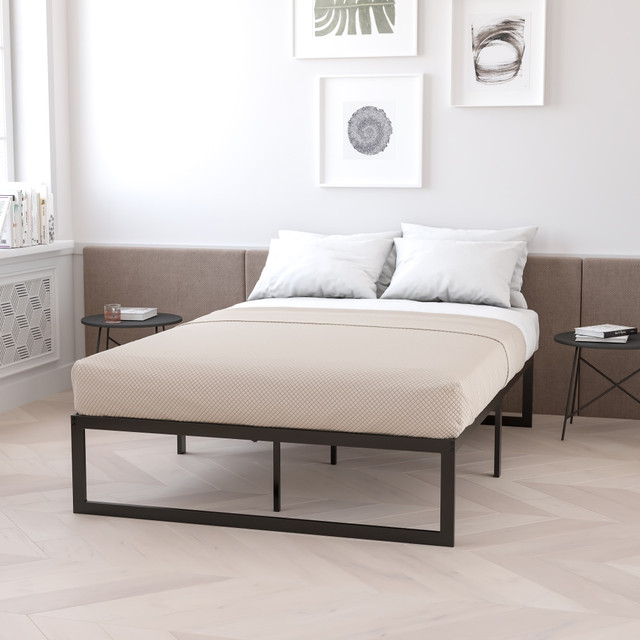 FLASH FURNITURE XUBD1012PSMQ 14in Metal Platform Bed Frame With 12in Pocket Spring Mattress, Queen, Black FLASH FURNITURE XUBD1012PSMQ 14in Metal Platform Bed Frame With 12in Pocket Spring Mattress, Queen, Black