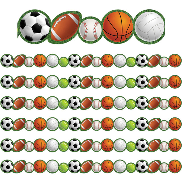 EDUCATORS RESOURCE TCR5596-6 Teacher Created Resources Die-Cut Border Trim, Sports, 35ft Per Pack, Set Of 6 Packs EDUCATORS RESOURCE TCR5596-6 Teacher Created Resources Die-Cut Border Trim, Sports, 35ft Per Pack, Set Of 6 Packs