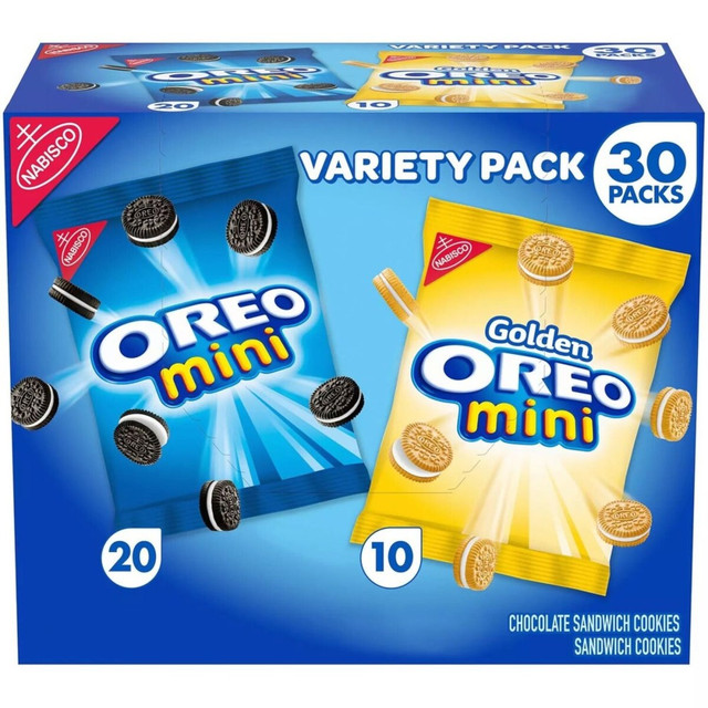 THE HAMMER CORPORATION 000980243299 Oreo Mini Mix Sandwich Cookies Variety Pack, 1.5 Oz, Box Of 30 Snack Packs