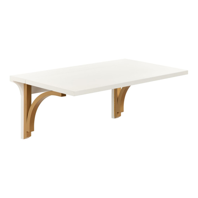 UNIEK INC. 221479 Kate and Laurel Corblynd 30inW Wall-Mounted Floating Student Desk, White/Gold UNIEK INC. 221479 Kate and Laurel Corblynd 30inW Wall-Mounted Floating Student Desk, White/Gold