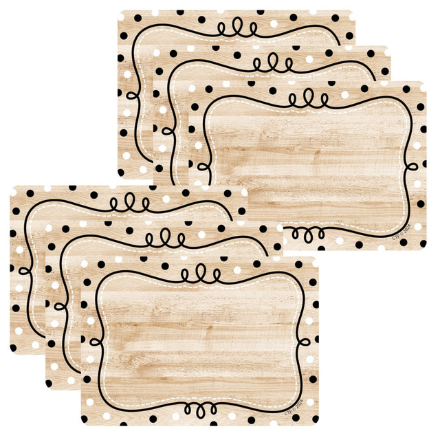 EDUCATORS RESOURCE CTP10943-6 Creative Teaching Press Labels, 3-1/2in x 2-1/2in, Core Decor Loop-de-Dots on Wood Labels, 36 Labels Per Pack, Set Of 6 Packs