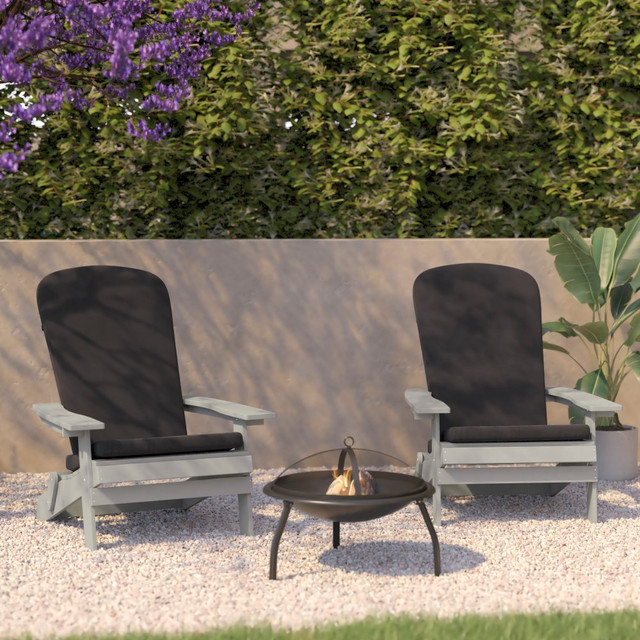 FLASH FURNITURE 2JJC14505CSGYGY Charlestown All-Weather Indoor/Outdoor Furniture Folding Adirondack Chairs With Cushions, Gray, Set Of 2 Chairs FLASH FURNITURE 2JJC14505CSGYGY Charlestown All-Weather Indoor/Outdoor Furniture Folding Adirondack Chairs With Cushions, Gray, Set Of 2 Chairs