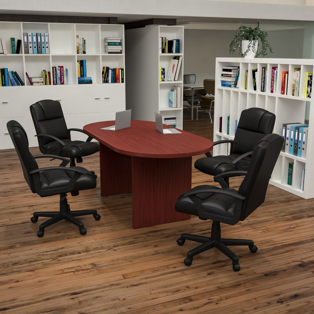 FLASH FURNITURE BLN6GCCHRX000BK  Oval Conference Table Set with 4 Padded Task Chairs, Cherry