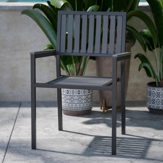 FLASH FURNITURE 2SBA268CBK Harris Commercial Metal/Resin Stacking Club Chairs, Black, Set Of 2 Chairs FLASH FURNITURE 2SBA268CBK Harris Commercial Metal/Resin Stacking Club Chairs, Black, Set Of 2 Chairs