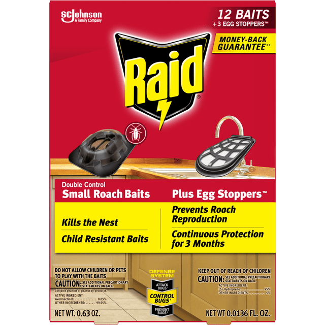 S.C. JOHNSON & SON, INC. 334861 Raid Double Control Small Roach Baits - Kills Cockroaches - Red - 12 / Box S.C. JOHNSON & SON, INC. 334861 Raid Double Control Small Roach Baits - Kills Cockroaches - Red - 12 / Box
