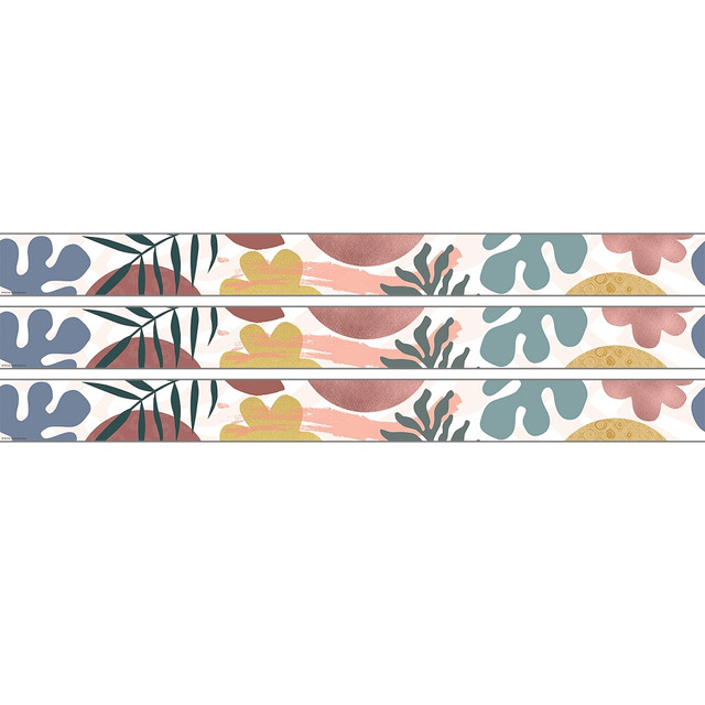 Decorate your classroom with the Teacher Created Resources Straight Rolled Border Trim. Made with tough paper material, this trim gives your room a fun, colorful look.  Paper can withstand the whole school year.  Can be mixed and matched with other border trim for a unique look.  Rolls can be cut to the desired size.  Wonderfully wild design.