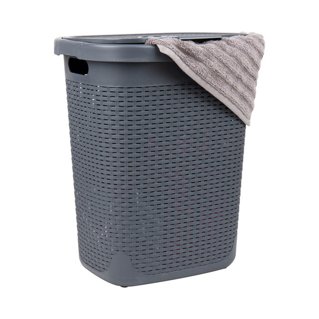 EMS MIND READER LLC 50HAMP-GRY Mind Reader 50L Slim Laundry Hamper Clothes Basket With Lid, 21inH x 13-3/4inW, Gray EMS MIND READER LLC 50HAMP-GRY Mind Reader 50L Slim Laundry Hamper Clothes Basket With Lid, 21inH x 13-3/4inW, Gray