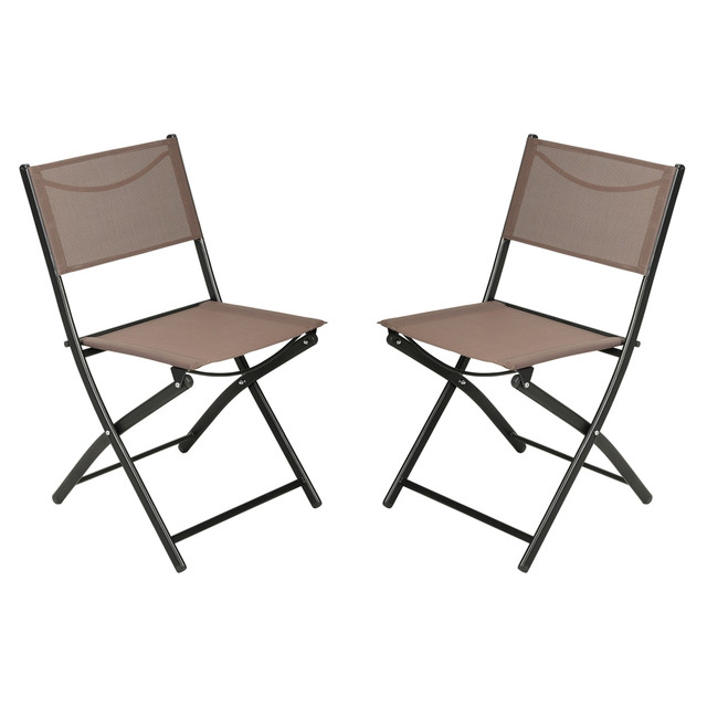 FLASH FURNITURE TLHSC097BRN02  Brazos Set of 2 Commercial Grade Indoor/Outdoor Folding Chairs with Flex Comfort Material Backs and Seats and Metal Frames, Brown