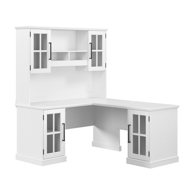 BUSH INDUSTRIES INC. WBK004WAS Bush Furniture Westbrook 60inW L Shaped Desk With Hutch And Storage, White Ash, Standard Delivery BUSH INDUSTRIES INC. WBK004WAS Bush Furniture Westbrook 60inW L Shaped Desk With Hutch And Storage, White Ash, Standard Delivery