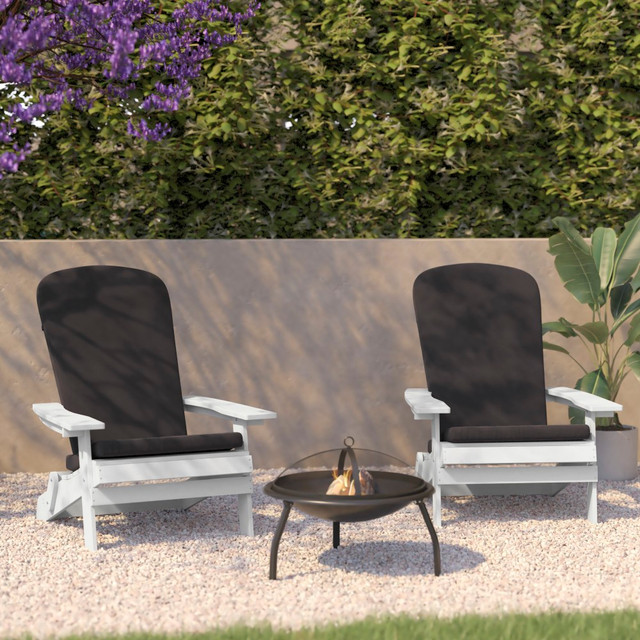FLASH FURNITURE 2JJC14505CSGYWH Charlestown All-Weather Indoor/Outdoor Furniture Folding Adirondack Chairs With Cushions, Gray/White, Set Of 2 Chairs FLASH FURNITURE 2JJC14505CSGYWH Charlestown All-Weather Indoor/Outdoor Furniture Folding Adirondack Chairs With Cushions, Gray/White, Set Of 2 Chairs
