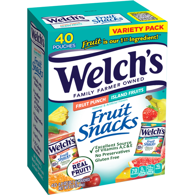 THE PROMOTION IN MOTION COMPANIES, INC. 034856940616 Welchs Fruit Snacks, Fruit Punch/Island Fruits, 0.8 Oz, Pack Of 40 Pouches