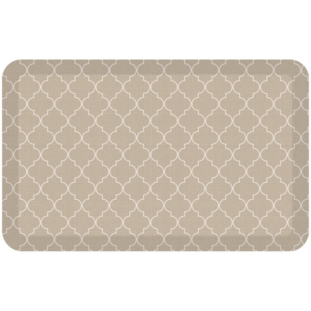 LETs GEL, INC. 106-P-2032-TRKH GelPro Designer Comfort Polyurethane Anti-Fatigue Mat For Hard Floors, 20in x 32in, Trellis Khaki