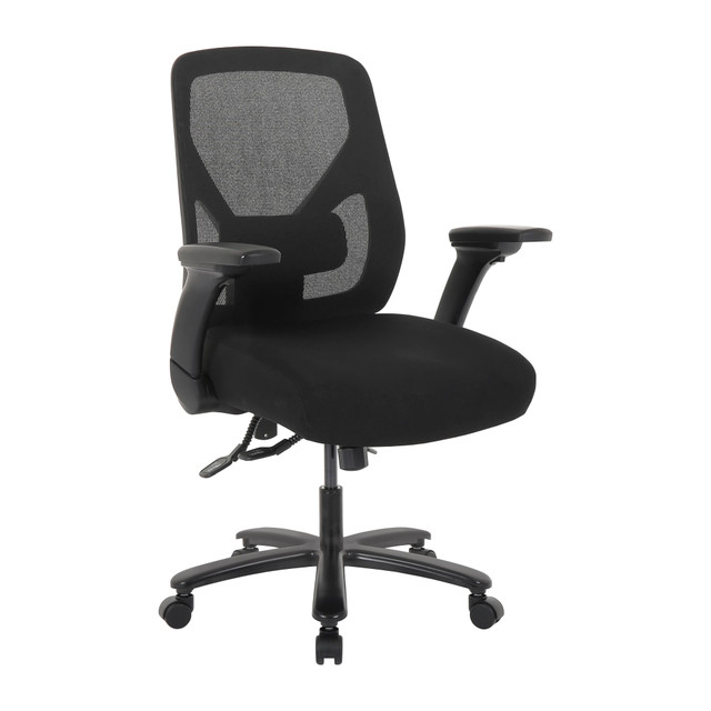 Experience unmatched comfort and customization with the Realspace MFTC 400 Big & Tall, ergonomic, multifunction chair. Its the perfect choice for those seeking ultimate comfort and personalized support. With ergonomic features, adjustable back, seat and arm so that you can tailor the chair to your exact preferences in your workspace setup.  Generous overall seat width to accommodate different body types.  Multifunction chair allows you to adjust the back angle, seat angle, seat height, back height, and lumbar support.  Padded, 3D armrests with height adjustment, flip-up, and forward & backward movement.  Pneumatic 1-touch seat height adjustments.  Mesh back with matching fabric seat for cool, breathable comfort.  Weight capacity tested to support 400 lbs.  ANSI/BIFMA Compliant - This product has been tested and verified for compliance with rigorous performance requirements and safety standards related to specific furniture products.