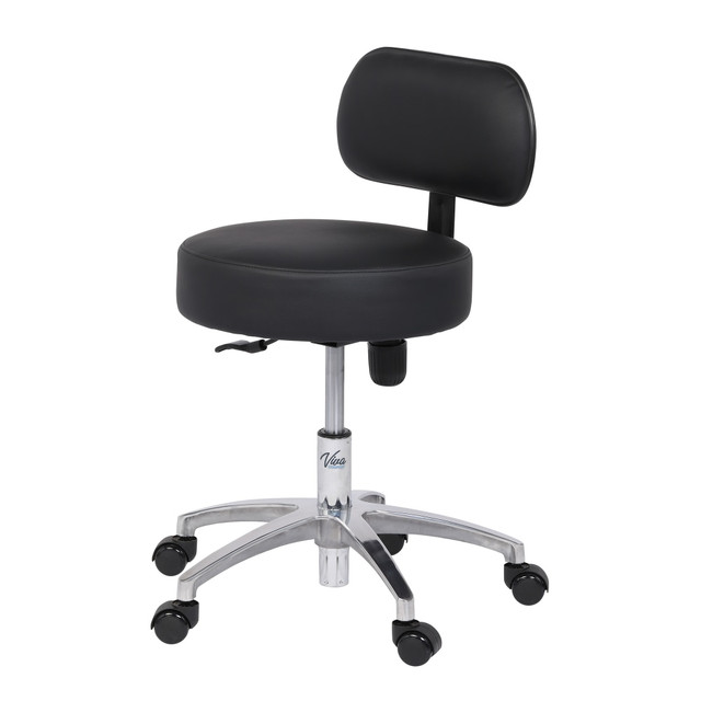 ADIR CORP. ADI910-03-BLK Alpine VivaComfort Pneumatic Height-Adjustable Exam Stool With Backrest, Black/Silver ADIR CORP. ADI910-03-BLK Alpine VivaComfort Pneumatic Height-Adjustable Exam Stool With Backrest, Black/Silver
