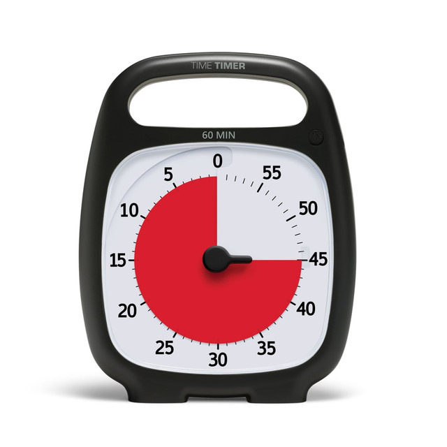 Prepare for timed lessons and activities in the classroom by using this Time Timer PLUS Timer. The timer lets you adjust the volume to hear over conversations, and the high-contrast design makes it easy to read.  Helps you create dedicated time for lessons, activities and more.  Plastic construction can last for years.  High-contrast visual timer line for easy reading.  Pause feature helps you adjust to distractions.  Dial allows you to adjust the volume.  Protective lens to shield against damage.  On-the-go handle allows simple carrying.  Requires 2 AA batteries (not included).  60-minute timer helps you plan for hour-long activities.