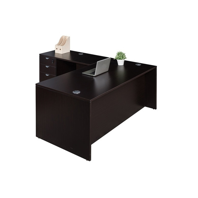 NORSTAR OFFICE PRODUCTS INC. GROUPA20-MOC Boss Holland Series 66inW L-Shaped Corner Desk With File Pedestal, Mocha