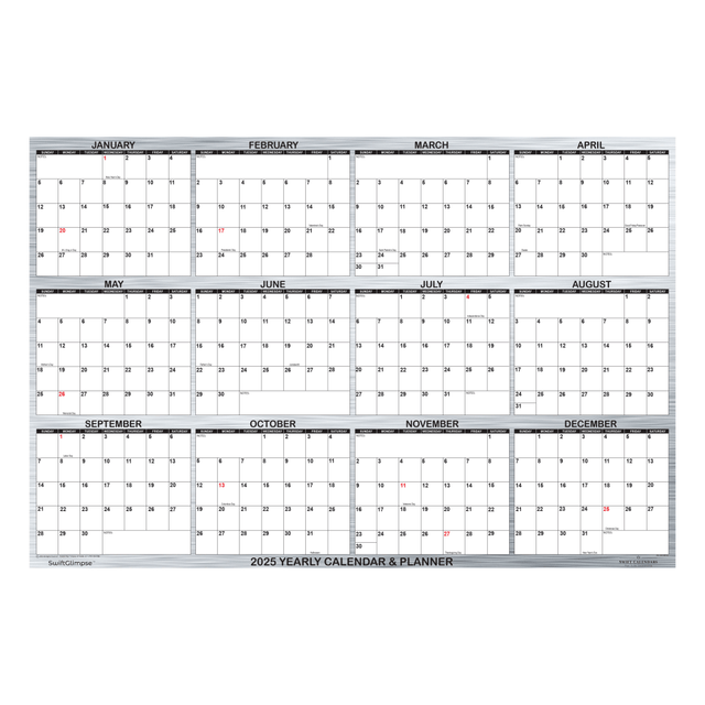 RELIABLE MAP COMPANY OF FLORIDA, LLC DBA SWIFTMAPS AND GRAPHICS SG 2025 METAL 2025 SwiftGlimpse Daily/Yearly Wall Calendar, 24in x 36in, Metal, January 2025 To December 2025, SG 2025 WOOD RELIABLE MAP COMPANY OF FLORIDA, LLC DBA SWIFTMAPS AND GRAPHICS SG 2025 METAL 2025 SwiftGlimpse Daily/Yearly Wall Calendar, 24in x 36in, Metal, January 2025 To December 2025, SG 2025 WOOD