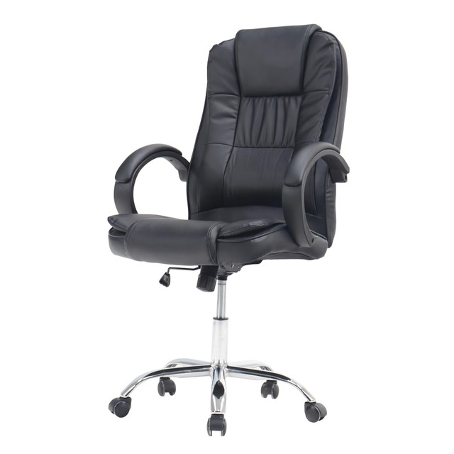 MEGAGOODS, INC. 995120180M Elama Faux Leather High-Back Adjustable-Height Office Chair, Black MEGAGOODS, INC. 995120180M Elama Faux Leather High-Back Adjustable-Height Office Chair, Black