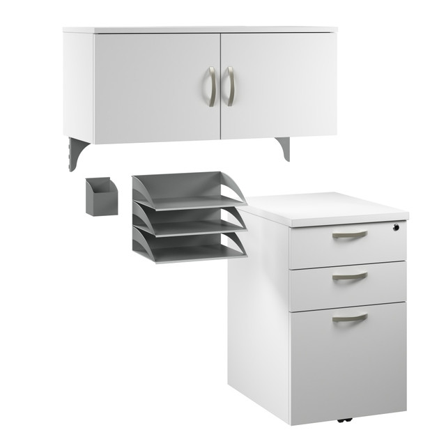 BUSH INDUSTRIES INC. WC36190-03K Bush Business Furniture Office In An Hour Cubicle Storage With Cabinet, Drawers, Paper Tray, And Pencil Holder, Pure White, Standard Delivery