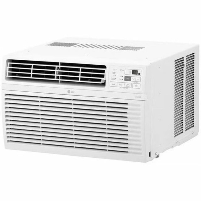 Fits window openings:  22ft-36inW x 13inH  3 cooling and fan speeds with auto cool  User friendly digital control panel and remote control  Estimated cooling area: 350 sq. ft. / Room size: 25 ft. x 14 ft.  4-way air deflection  Smartphone control with LG ThinQ technology  Quiet operation down to 52 dB  Voice control works with Amazon Alexa or Hey Google  3 in 1 operation:  Cool/Fan/Dry  8,000 BTU Smart (Wi-Fi) Window Air Conditioner  Energy efficient - designed to use less energy than alternative products, potentially helping you save money and reduce your carbon footprint.