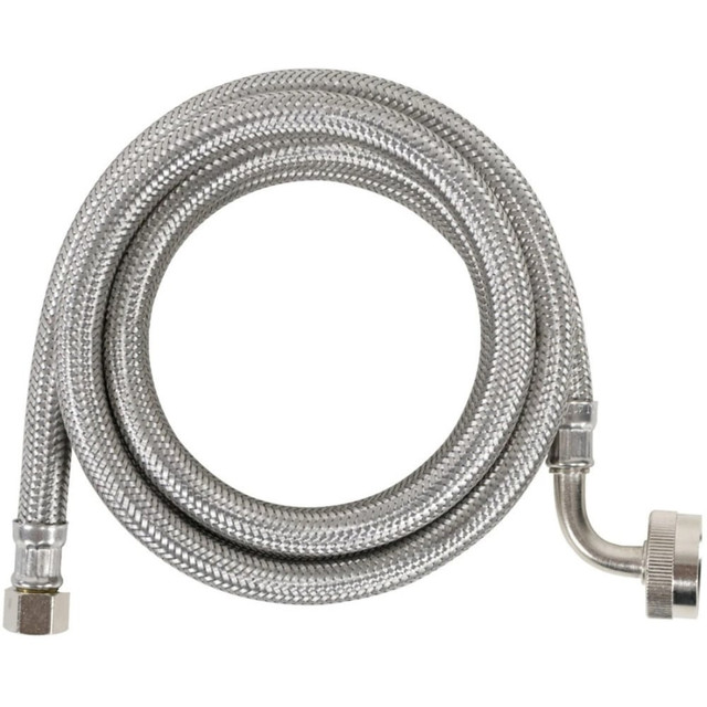 SELA PRODUCTS, LLC DW48SSL Certified Appliance Accessories Braided Stainless Steel Dishwasher Connector with FGH Elbow - 48in - Silver, Stainless Steel - Stainless Steel, Vinyl, Polyvinyl Chloride (PVC), Polyester