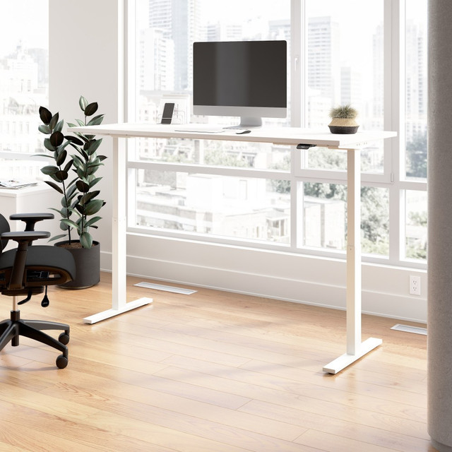 BUSH INDUSTRIES INC. M6S7230WHWK Bush Business Furniture Move 60 Series 72inW x 30inD Electric Height Adjustable Standing Desk, White/White Powder Coat, Standard Delivery BUSH INDUSTRIES INC. M6S7230WHWK Bush Business Furniture Move 60 Series 72inW x 30inD Electric Height Adjustable Standing Desk, White/White Powder Coat, Standard Delivery