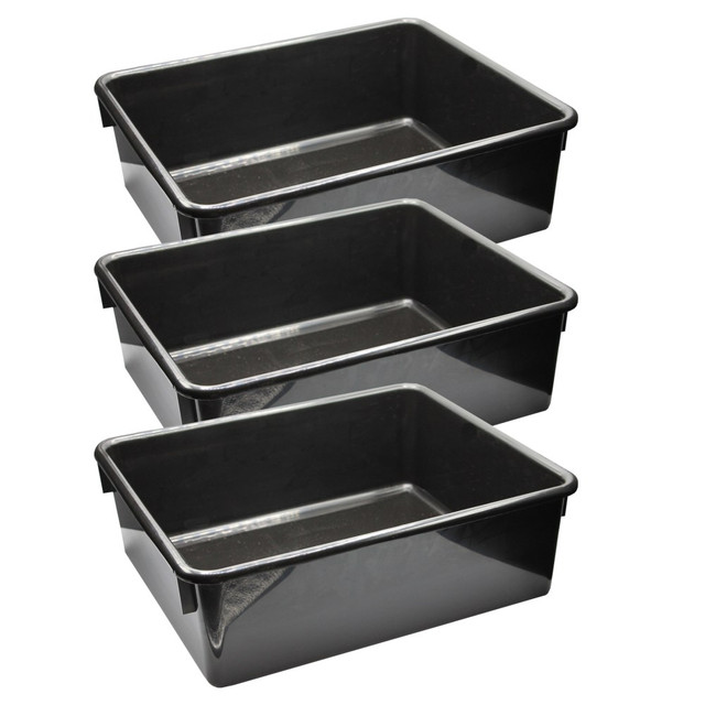 EDUCATORS RESOURCE ROM13110-3 Romanoff Products Double Stowaway Trays, 5-1/2inH x 13-1/2inW x 16inD, Black, Pack Of 3 Trays EDUCATORS RESOURCE ROM13110-3 Romanoff Products Double Stowaway Trays, 5-1/2inH x 13-1/2inW x 16inD, Black, Pack Of 3 Trays