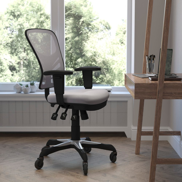 FLASH FURNITURE HL0001GYRLB Nicholas Ergonomic Mesh Mid-Back Multifunction Executive Swivel Office Chair, Gray/Black FLASH FURNITURE HL0001GYRLB Nicholas Ergonomic Mesh Mid-Back Multifunction Executive Swivel Office Chair, Gray/Black