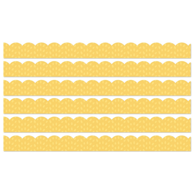EDUCATORS RESOURCE CD-108490-6 Carson Dellosa Education Scalloped Bulletin Board Borders, Grow Together Yellow with Painted Dots, 39ft Per Pack, Set Of 6 Packs