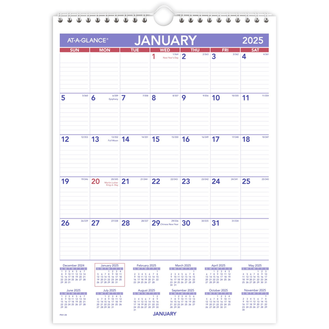 ACCO BRANDS USA, LLC PM12825 2025 AT-A-GLANCE Monthly Wall Calendar, 8in x 11in, Traditional, January 2025 To December 2025, PM128 ACCO BRANDS USA, LLC PM12825 2025 AT-A-GLANCE Monthly Wall Calendar, 8in x 11in, Traditional, January 2025 To December 2025, PM128