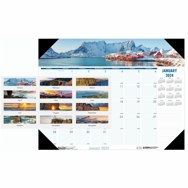 HOUSE OF DOOLITTLE HOD178 EarthScapes Coastlines Desk Pad - Julian Dates - Monthly - 1 Year - January 2024 - December 2024 - 1 Month Single Page Layout - 22in x 17in Sheet Size - 2.38in x 2.13in Block - Desk Pad - White - Leatherette, Paper, Chipboa HOUSE OF DOOLITTLE HOD178 EarthScapes Coastlines Desk Pad - Julian Dates - Monthly - 1 Year - January 2024 - December 2024 - 1 Month Single Page Layout - 22in x 17in Sheet Size - 2.38in x 2.13in Block - Desk Pad - White - Leatherette, Paper, Chipboa