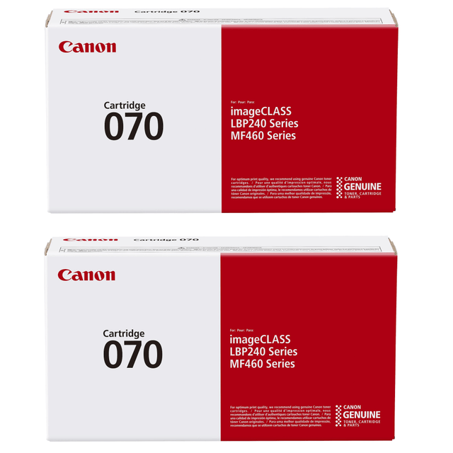 CANON USA, INC. CRG070K2PK-OD Canon 070 Black Toner Cartridges, Pack Of 2 Cartridges, 5639C001