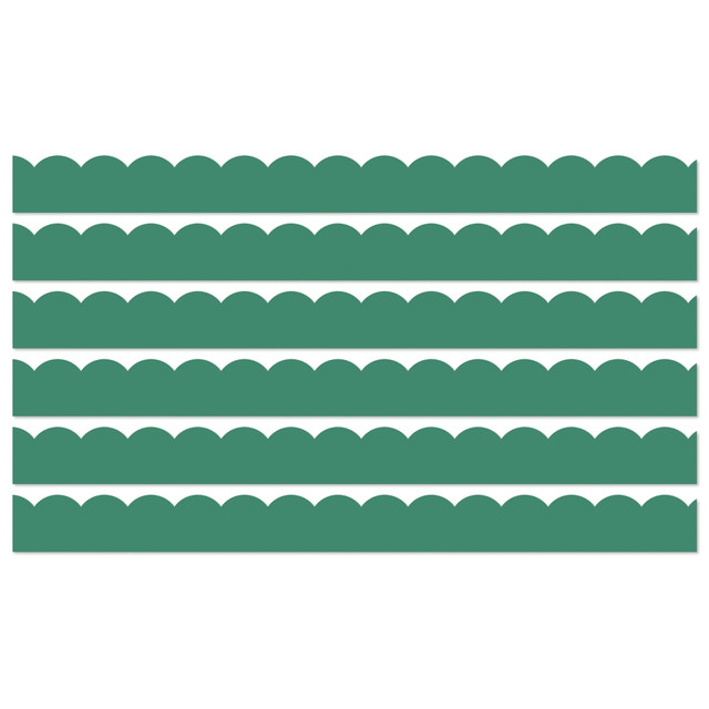Bring some style to your classroom walls with these Carson Dellosa Education Scalloped Borders. These borders have a straight edge for design continuity and can be mixed and matched to create interesting and varied combinations.  Made from paper.  Straight edges provide design continuity.  Mix and match with other borders for unique designs.  Sold as 6 packs for a total of 78 strips (234ft).