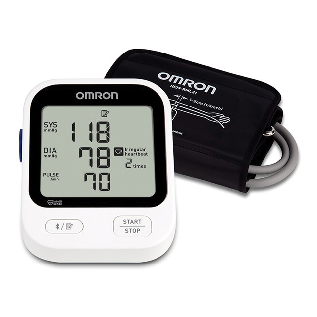 OMRON HEALTHCARE, INC. BP7255 Omron 5 Series Digital Upper Arm Blood Pressure Monitor With D-Ring Cuff, 1 Size, Black/White