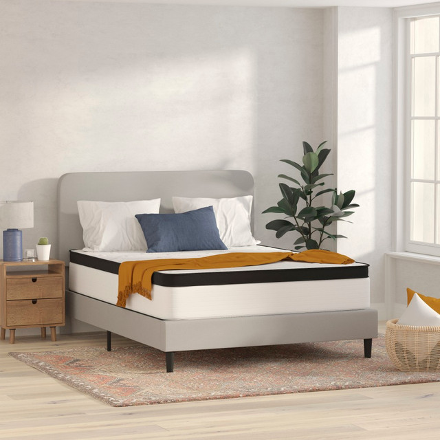FLASH FURNITURE CLFR23112Q  Capri Comfortable Sleep Firm CertiPUR-US Certified Hybrid Pocket Spring Mattress, Queen, 12inH x 60inW x 80inL, White