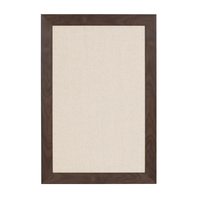 UNIEK INC. 211493 DesignOvations Beatrice Non-Magnetic Framed Linen Fabric Pinboard, 18in x 27in, Beige, Walnut Brown Plastic Frame
