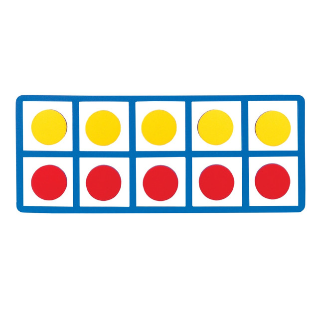 Learn math skills with Learning Advantage Giant Magnetic Foam Ten Frames. This set of frames is made of foam making them portable and easy to put up and take down pieces as needed.  Ten frames help develop subitizing skills, the ability to "instantly see how many".  Help students learn operation and other number skills.  Foam material allows for easy removal of pieces from a white board.  Set includes 2 magnetic foam ten frames and 20 disks.