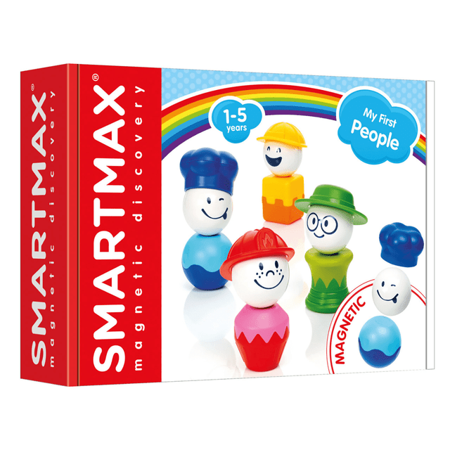 Create a chef, firefighter or something totally unique with the SmartMax My First People Playset. This set helps teach kids about magnetism, hand-eye coordination and exploring their imagination.  Helps teach magnetism, hand-eye coordination and imagination.  Made of durable plastic.