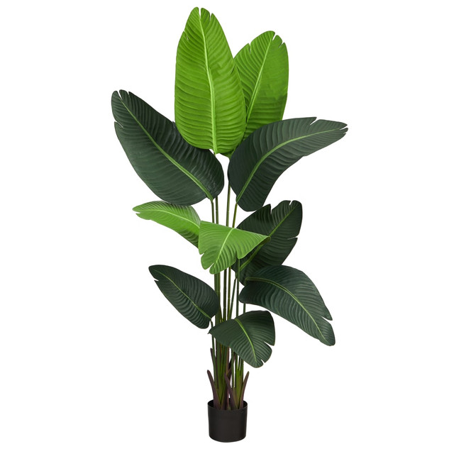 NEARLY NATURAL INC. T2109 Nearly Natural Traveler's Palm 60inH Artificial Plant With Planter, 60inH x 14inW x 14inD, Green/Black NEARLY NATURAL INC. T2109 Nearly Natural Traveler's Palm 60inH Artificial Plant With Planter, 60inH x 14inW x 14inD, Green/Black
