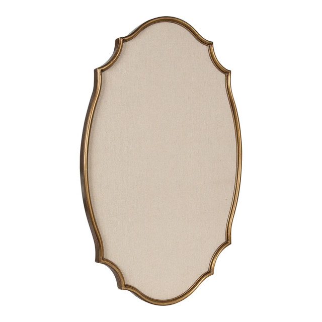 UNIEK INC. 222106 Kate and Laurel Leanna Non-Magnetic Framed Pinboard, Fabric, 24in x 36in, Tan, Gold Metal Frame UNIEK INC. 222106 Kate and Laurel Leanna Non-Magnetic Framed Pinboard, Fabric, 24in x 36in, Tan, Gold Metal Frame