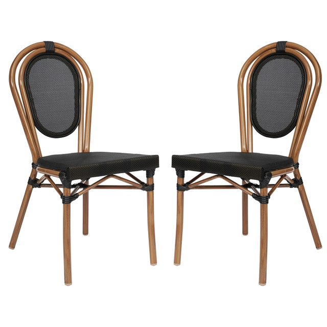 FLASH FURNITURE 2SDA6422STXTBKN 2 Pack Marseille Indoor/Outdoor Commercial Thonet Bistro Stacking Chair, Textilene and Bamboo Print Aluminum Frame, Black/Natural Frame FLASH FURNITURE 2SDA6422STXTBKN 2 Pack Marseille Indoor/Outdoor Commercial Thonet Bistro Stacking Chair, Textilene and Bamboo Print Aluminum Frame, Black/Natural Frame