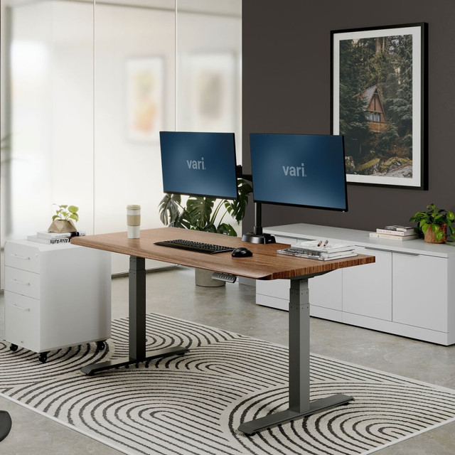 VARIDESK LLC 402261 VARI Electric Standing Desk With ComfortEdge, 60inW, Walnut