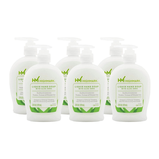 OFFICE DEPOT 20-22314 Highmark Aloe Liquid Hand Soap, Floral Scent, 7.5 Oz, White, Case Of 6 Bottles