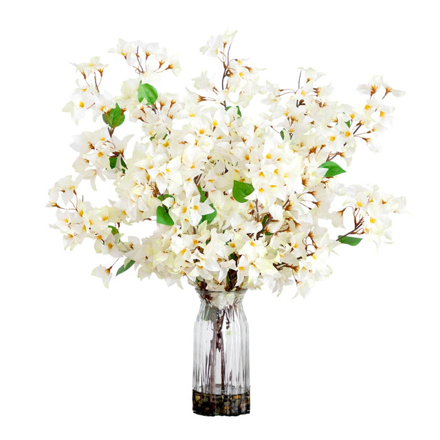 NEARLY NATURAL INC. A2177-WH Nearly Natural 31inH Artificial Bougainvillea Arrangement With Vase, 31inH x 23inW x 23inD, Clear/White NEARLY NATURAL INC. A2177-WH Nearly Natural 31inH Artificial Bougainvillea Arrangement With Vase, 31inH x 23inW x 23inD, Clear/White