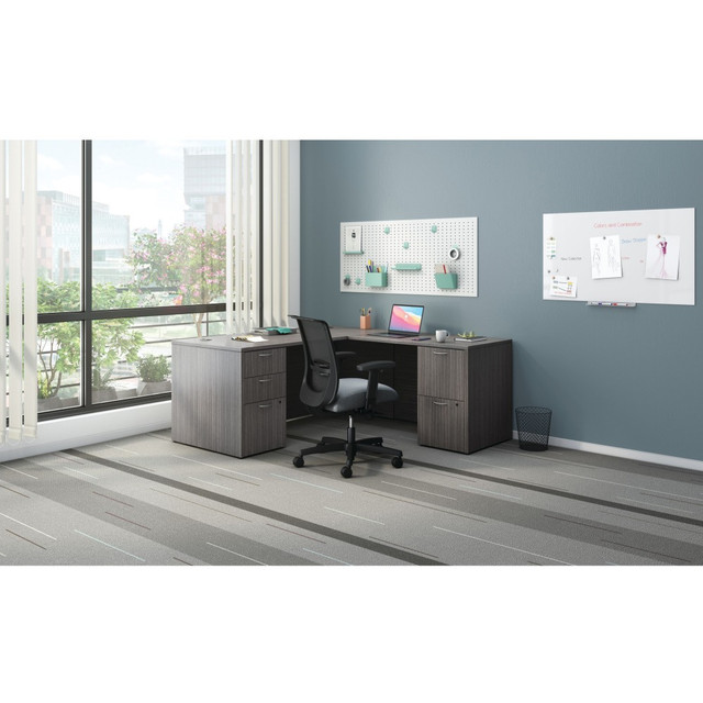 HON HONMOD072 Mod 66inW L-Station Computer Desk With Double-Pedestal, Slate Teak HON HONMOD072 Mod 66inW L-Station Computer Desk With Double-Pedestal, Slate Teak