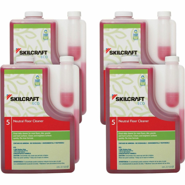NATIONAL INDUSTRIES FOR THE BLIND 7148379 SKILCRAFT Neutral Floor Cleaner - For Floor, Tile, Granite, Hard Surface - Ready-To-Use/Concentrate - Liquid - 67.6 fl oz (2.1 quart)Bottle - 4 / Box - pH Neutral, Rinse-free, VOC-free - Red NATIONAL INDUSTRIES FOR THE BLIND 7148379 SKILCRAFT Neutral Floor Cleaner - For Floor, Tile, Granite, Hard Surface - Ready-To-Use/Concentrate - Liquid - 67.6 fl oz (2.1 quart)Bottle - 4 / Box - pH Neutral, Rinse-free, VOC-free - Red