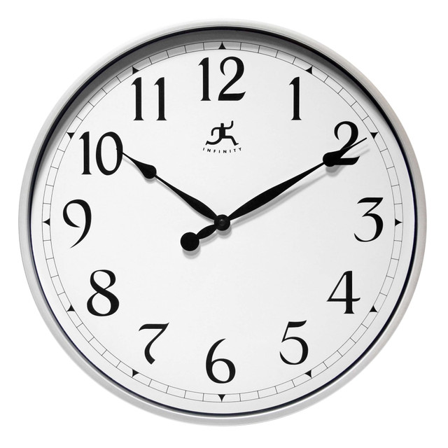 INFINITY INSTRUMENTS 15419SV-1567 Business Round Wall Clock, 18in, Silver INFINITY INSTRUMENTS 15419SV-1567 Business Round Wall Clock, 18in, Silver
